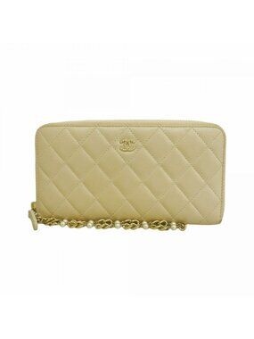 Chanel Wallet Quilted Lambskin Beige Gold